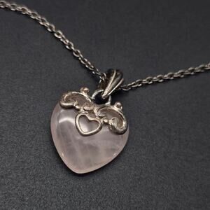 Rose Quartz Sterling Silver Necklace Pendant 925 NV